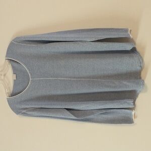 Poetry Fashion UK Blue Striped Hemp Organic Cotton Blend Top Size US 10